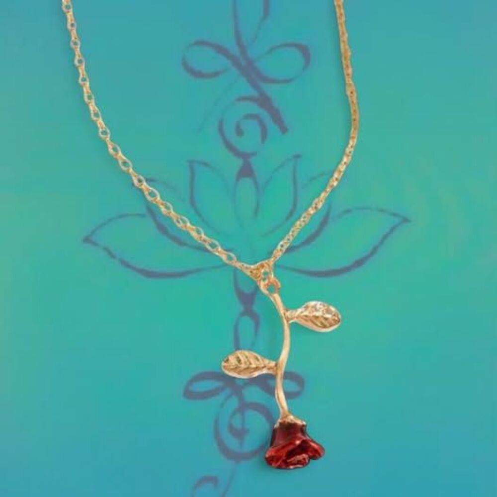 sweetest rose drop gold plated necklace